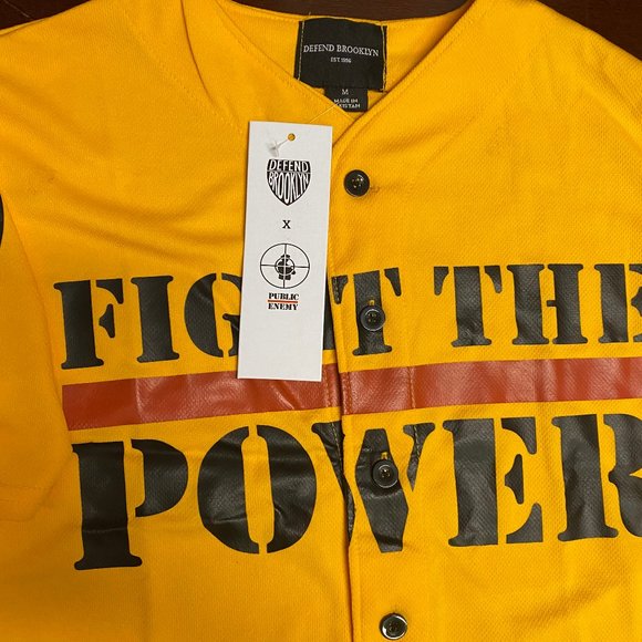 Defend Brooklyn Mens Yellow Public Enemy Fight The Power Jersey S - Picture 4 of 4